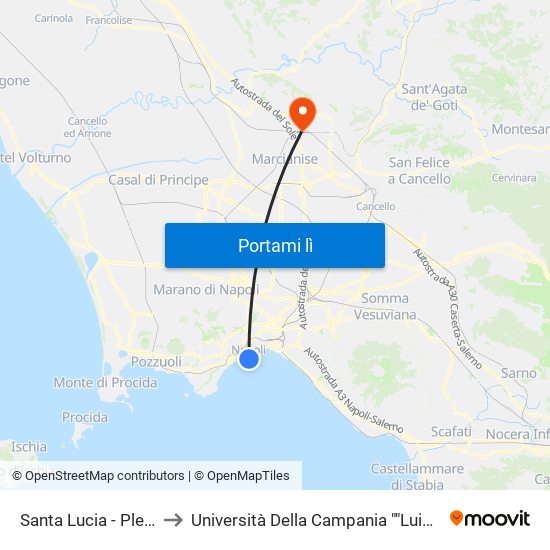 Santa Lucia - Plebiscito to Università Della Campania ""Luigi Vanvitelli"" map