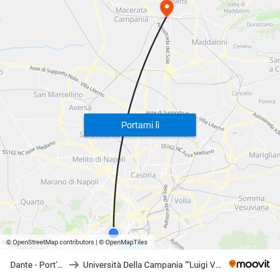 Dante - Port'Alba to Università Della Campania ""Luigi Vanvitelli"" map