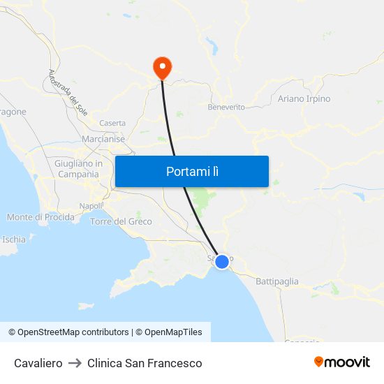 Cavaliero to Clinica San Francesco map