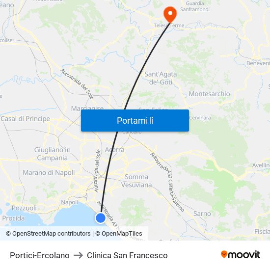 Portici-Ercolano to Clinica San Francesco map