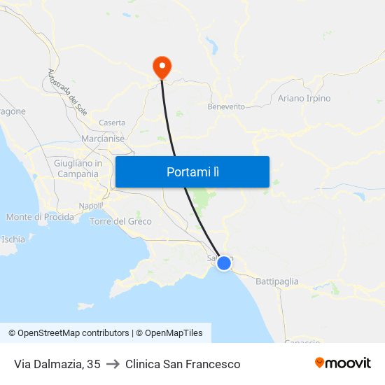 Via Dalmazia, 35 to Clinica San Francesco map