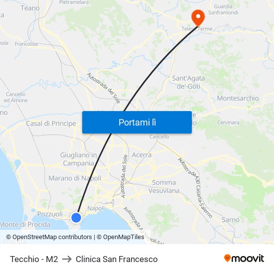 Tecchio - M2 to Clinica San Francesco map