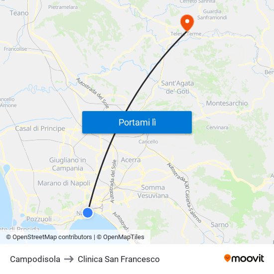 Campodisola to Clinica San Francesco map