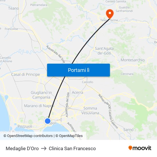 Medaglie D'Oro to Clinica San Francesco map