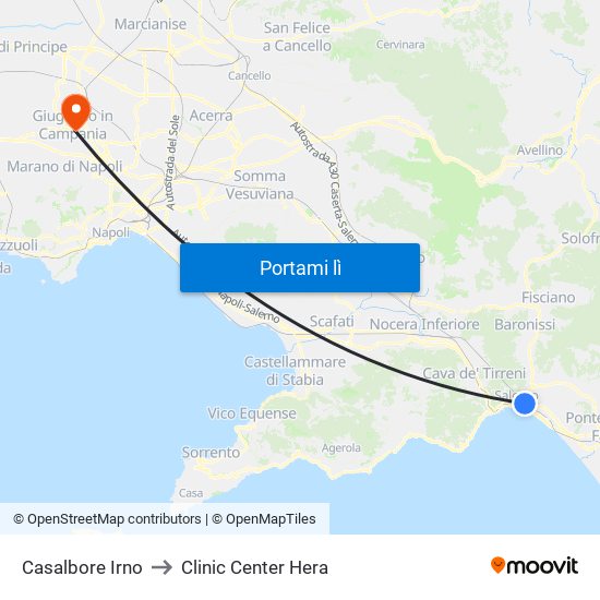 Casalbore Irno to Clinic Center Hera map