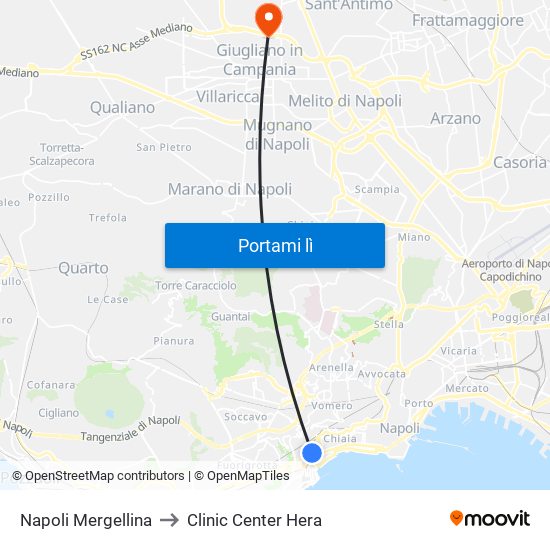 Napoli Mergellina to Clinic Center Hera map