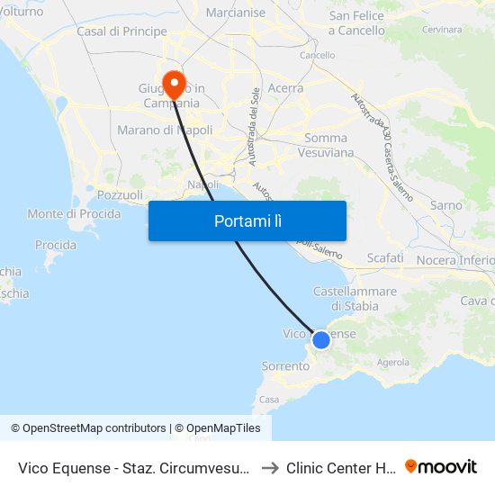 Vico Equense - Staz. Circumvesuviana to Clinic Center Hera map