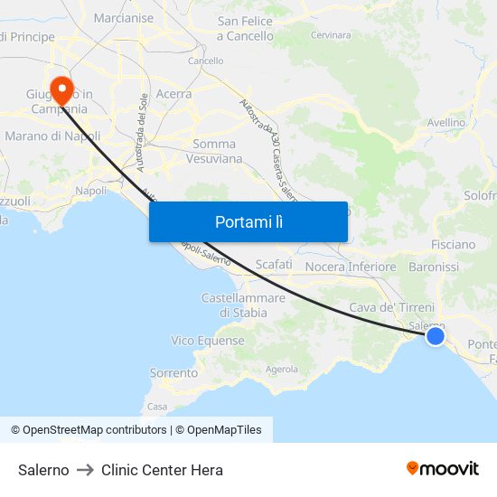 Salerno to Clinic Center Hera map