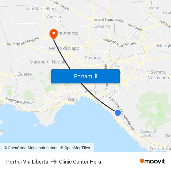 Portici Via Libertà to Clinic Center Hera map