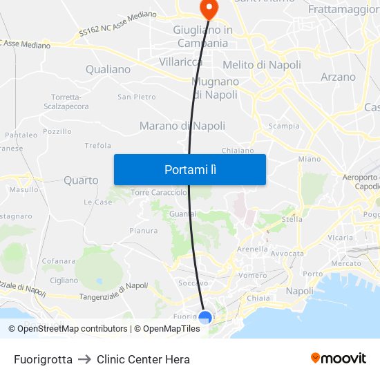 Fuorigrotta to Clinic Center Hera map