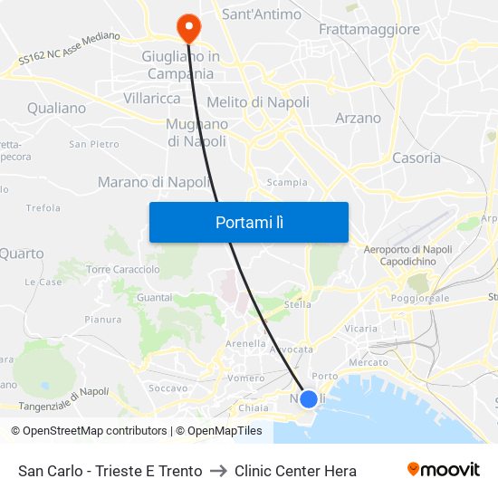 San Carlo - Trieste E Trento to Clinic Center Hera map