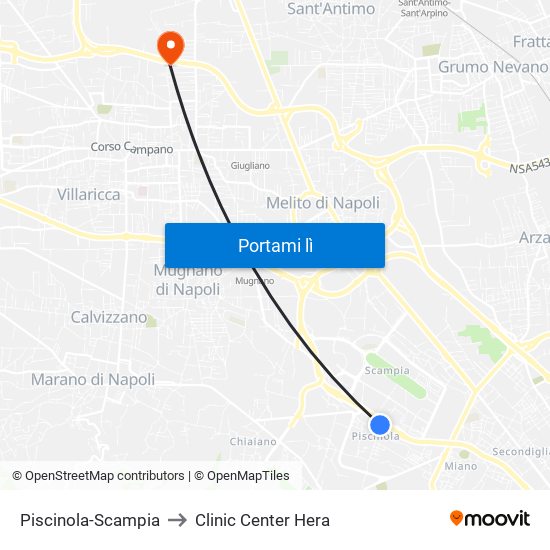 Piscinola-Scampia to Clinic Center Hera map
