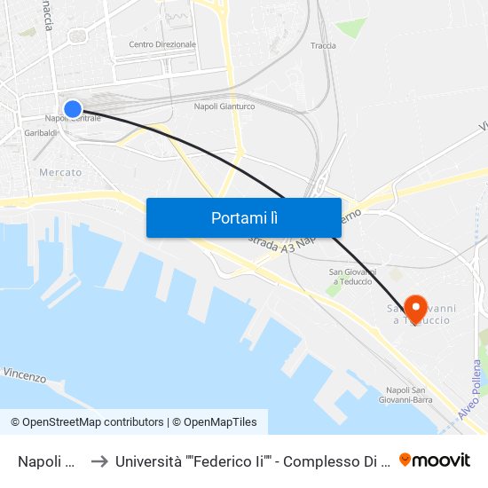 Napoli Centrale to Università ""Federico Ii"" - Complesso Di San Giovanni A Teduccio map