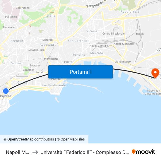 Napoli Mergellina to Università ""Federico Ii"" - Complesso Di San Giovanni A Teduccio map