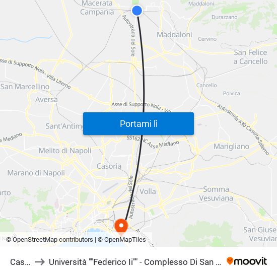 Caserta to Università ""Federico Ii"" - Complesso Di San Giovanni A Teduccio map