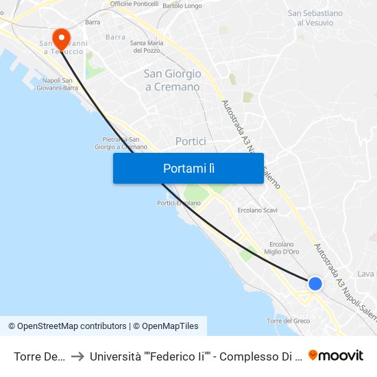Torre Del Greco to Università ""Federico Ii"" - Complesso Di San Giovanni A Teduccio map