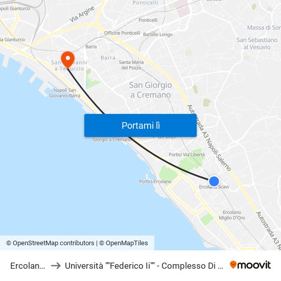 Ercolano Scavi to Università ""Federico Ii"" - Complesso Di San Giovanni A Teduccio map