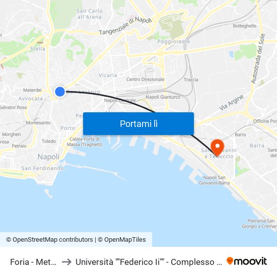 Foria - Metropolitana to Università ""Federico Ii"" - Complesso Di San Giovanni A Teduccio map
