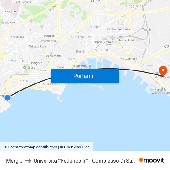 Mergellina to Università ""Federico Ii"" - Complesso Di San Giovanni A Teduccio map