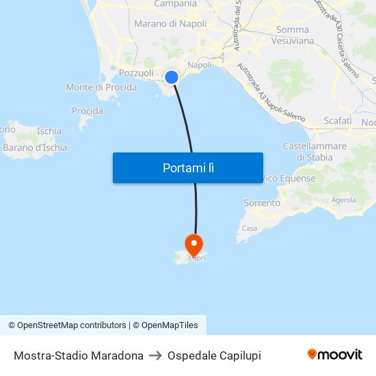 Mostra-Stadio Maradona to Ospedale Capilupi map