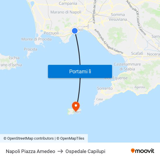 Napoli Piazza Amedeo to Ospedale Capilupi map