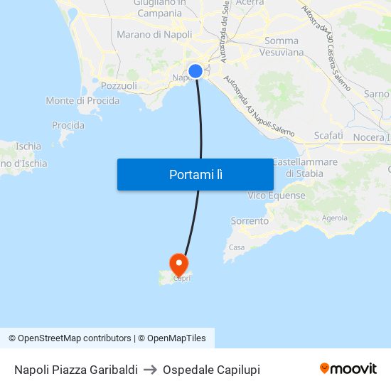 Napoli Piazza Garibaldi to Ospedale Capilupi map