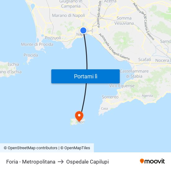 Foria - Metropolitana to Ospedale Capilupi map