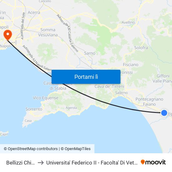 Bellizzi Chiesa to Universita' Federico II - Facolta' Di Veterinaria map