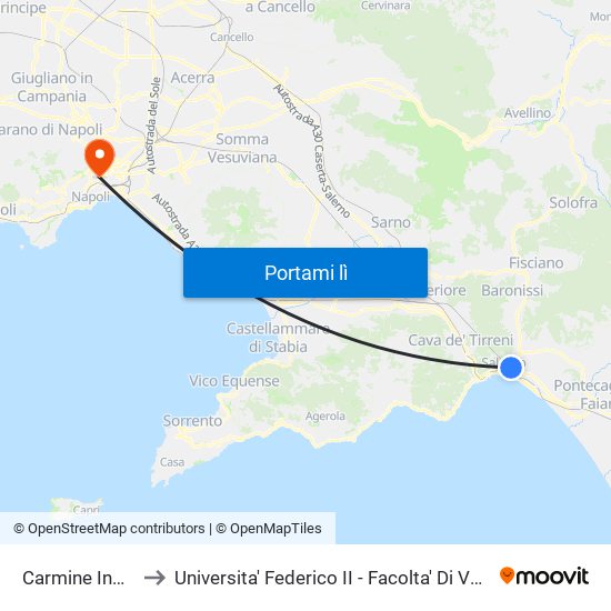 Carmine Inpdap to Universita' Federico II - Facolta' Di Veterinaria map
