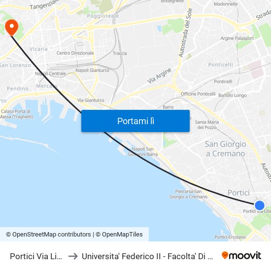 Portici Via Libertà to Universita' Federico II - Facolta' Di Veterinaria map