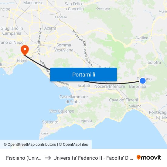 Fisciano (Università) to Universita' Federico II - Facolta' Di Veterinaria map