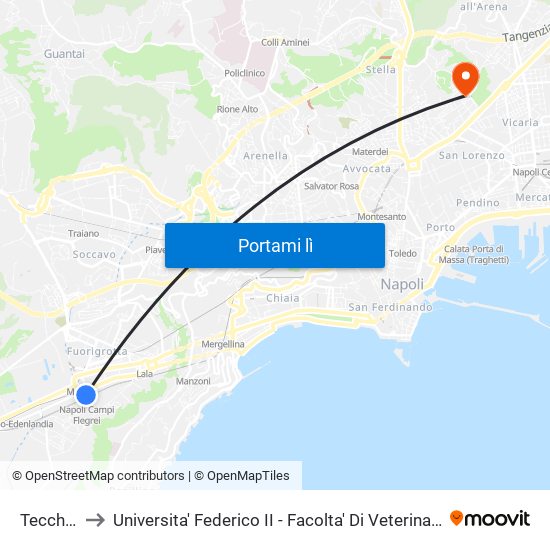 Tecchio to Universita' Federico II - Facolta' Di Veterinaria map