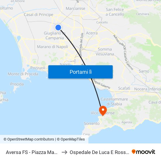 Aversa FS - Piazza Mazzini to Ospedale De Luca E Rossano map