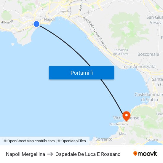 Napoli Mergellina to Ospedale De Luca E Rossano map