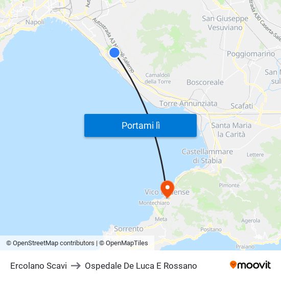 Ercolano Scavi to Ospedale De Luca E Rossano map