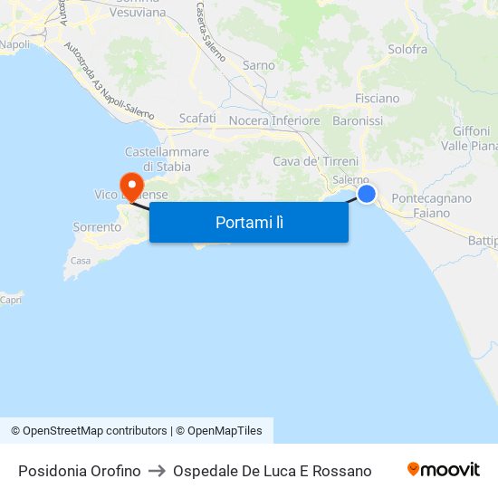 Posidonia Orofino to Ospedale De Luca E Rossano map