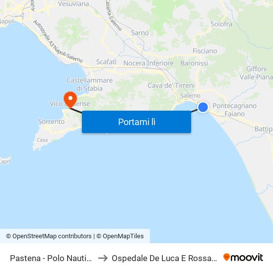 Pastena  - Polo Nautico to Ospedale De Luca E Rossano map