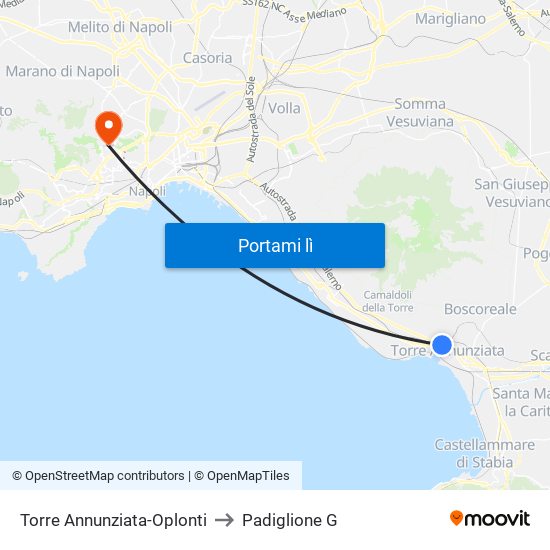 Torre Annunziata-Oplonti to Padiglione G map