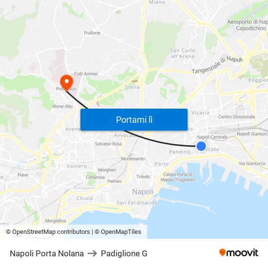 Napoli Porta Nolana to Padiglione G map