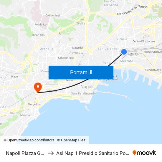 Napoli Piazza Garibaldi to Asl Nap 1 Presidio Sanitario Polifunzionale map