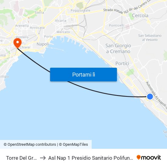 Torre Del Greco to Asl Nap 1 Presidio Sanitario Polifunzionale map