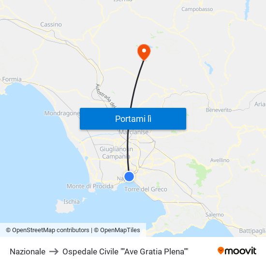 Nazionale to Ospedale Civile ""Ave Gratia Plena"" map