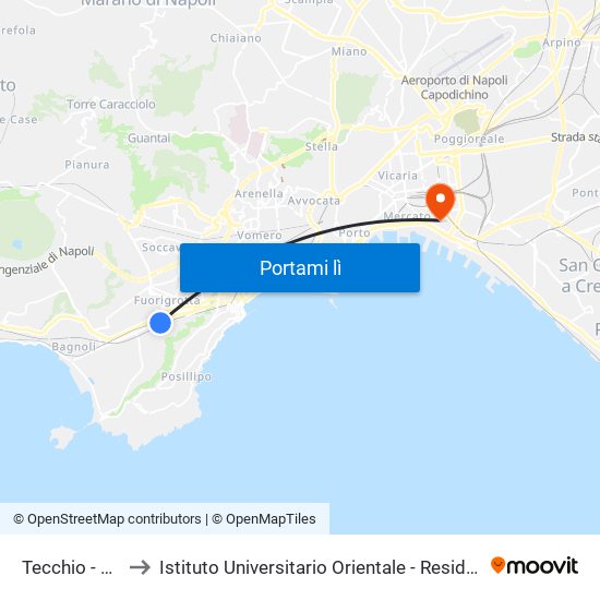 Tecchio - M2 to Istituto Universitario Orientale - Residenza map