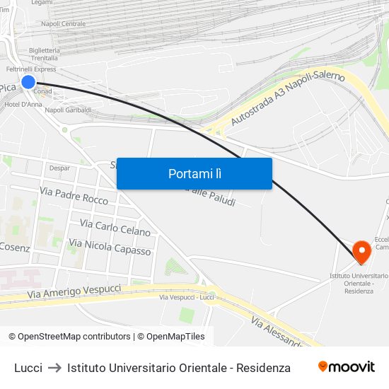 Lucci to Istituto Universitario Orientale - Residenza map