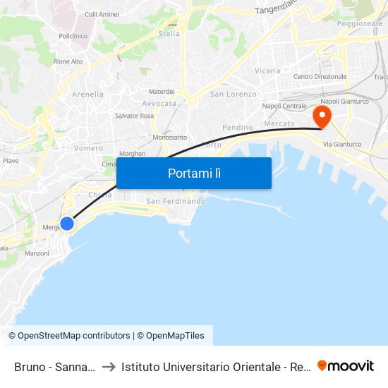 Bruno - Sannazaro to Istituto Universitario Orientale - Residenza map