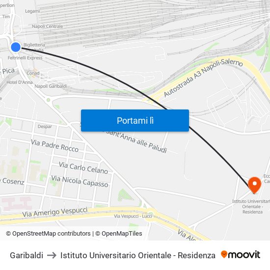 Garibaldi to Istituto Universitario Orientale - Residenza map