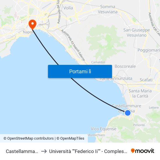 Castellammare Di Stabia to Università ""Federico Ii"" - Complesso Di Via Porta Di Massa map