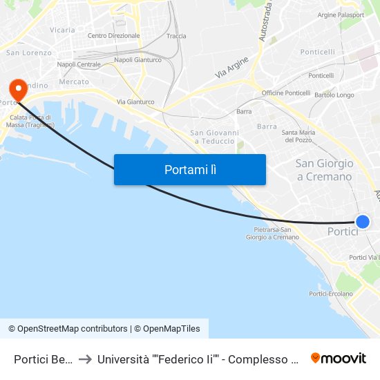 Portici Bellavista to Università ""Federico Ii"" - Complesso Di Via Porta Di Massa map