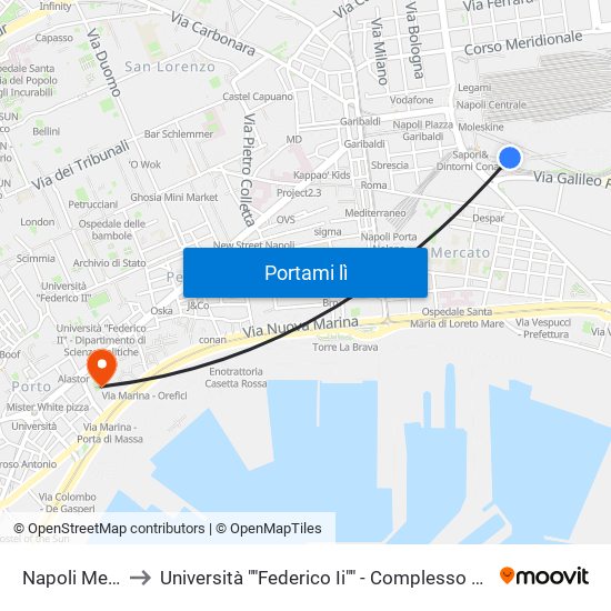 Napoli Metropark to Università ""Federico Ii"" - Complesso Di Via Porta Di Massa map