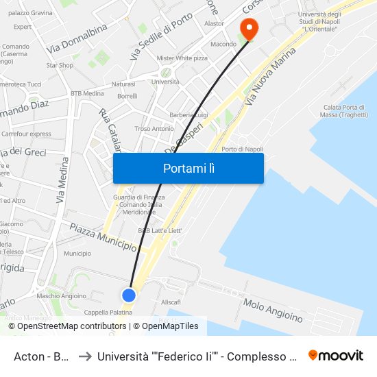 Acton - Beverello to Università ""Federico Ii"" - Complesso Di Via Porta Di Massa map